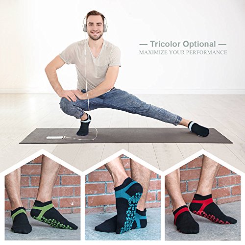 Muezna Men’s NonSlip Yoga Socks, AntiSkid Pilates, Barre, Bikram