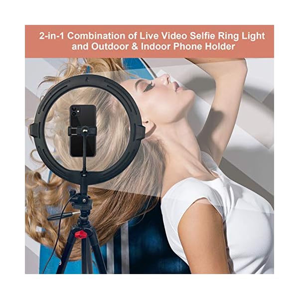 GooFoto 11" Ringlicht mit Stativ Handy, Selfie LED Ringleuchte mit Professionellem Stativ für Kamera, 3 Modus 10 Helligkeit Ring Light für Makeup, Live-Streaming, YouTube, Tiktok, Vlog, Fotografie – Bild 3