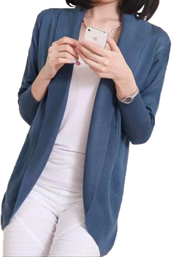 Amazon Co Jp きれいめ レディース 秋 秋冬 冬 学生 Ol 主婦 夏 黒 人気 ロング ニット カーディガンブルー 服 ファッション小物