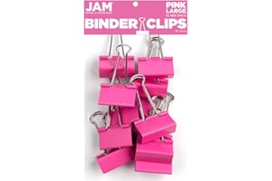 JAM PAPER Colorful Binder Clips - Large - 1 1/2 Inch (41 mm) - Pink Binderclips - 12/Pack