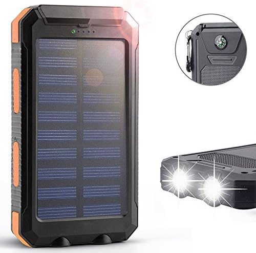 Solar Charger,Solar External Battery Pack,Portable 8000mAh Dual USB Solar Battery Charger Power Bank Phone Charger with LED Portable Solar Phone Charger for Phones (Orange)