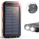Solar Charger,Solar External Battery Pack,Portable 8000mAh Dual USB Solar Battery Charger Power Bank Phone Charger with LED Portable Solar Phone Charger for Phones (Orange)
