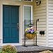 Sorbus Welcome Planter Basket Stand with Coco Liner, Stylish Flower, Plant, and Outdoor Décor for Home, Garden, Patio, Deck, Black Metal