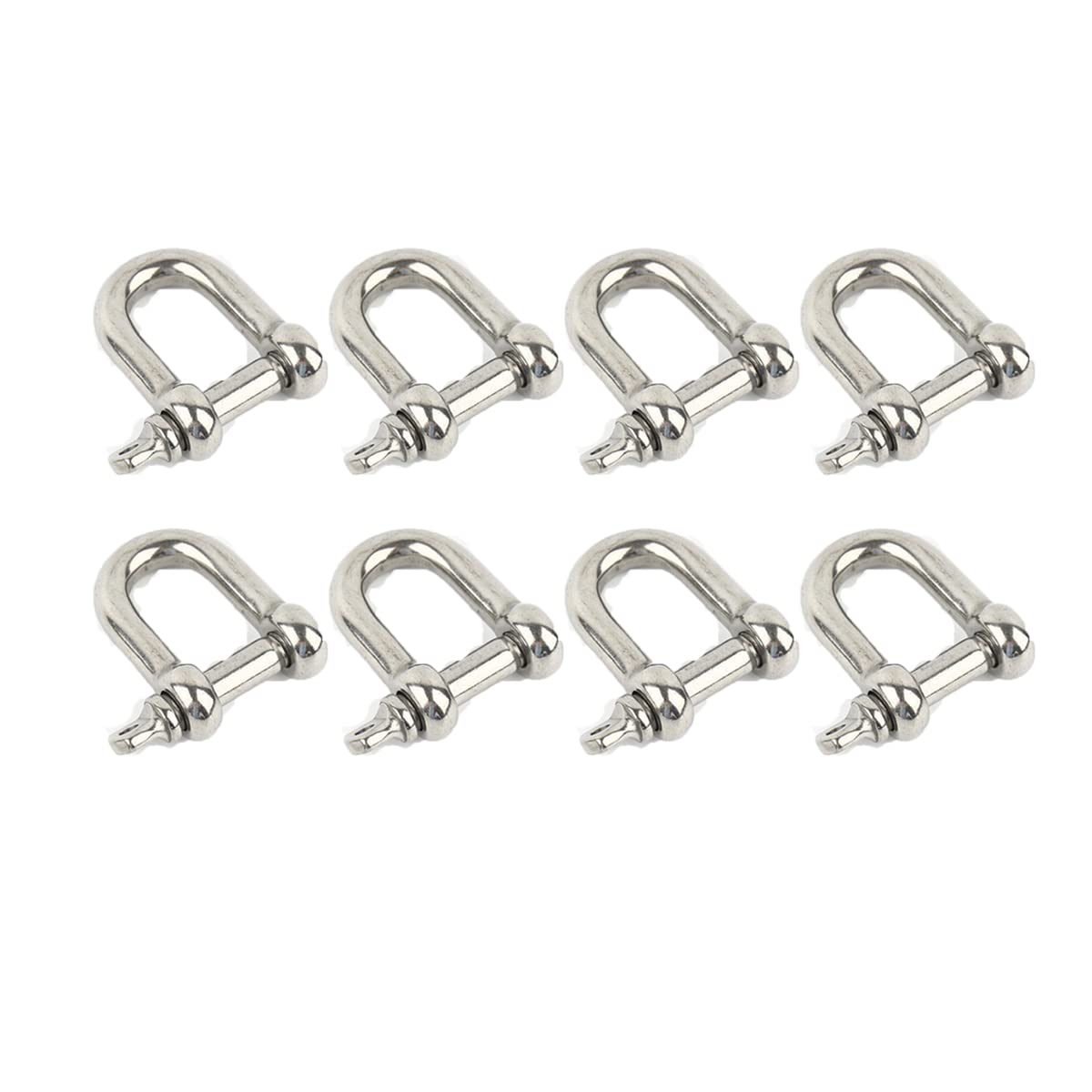 8PCS D Shackle M5 Heavy-Duty 304 Stainless Steel D Ring Shackle Used for Quick Connection of Chains and Wire Ropes,Heavy Structure,Vehicle Recycling,Transportation Shackle Lock