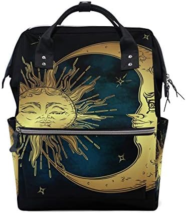 FOLPPLY Vintage Sun Moon Face Diaper Bags Mummy Tote Bags Large Capacity Multi-Function Backpack for Travel