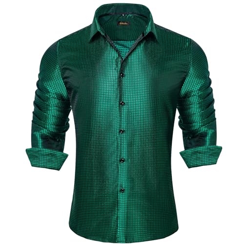 DiBanGu Mens Silk Paisley Dress Shirts