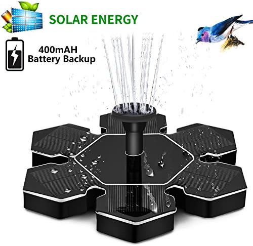 Solar Fountain, New Upgraded 1.5W Solar Powered Bird Bath Fountain Pump Solar Panel Kit, Bird Bath with Battery Backup, Outdoor Watering Submersible Pump for Pond, Pool, Garden, Fish Tank, Aquarium