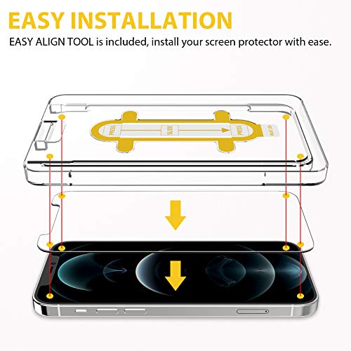 EGV Compatible avec iPhone 12 Pro 6.1 Pouce Verre Trempé,3 Pack Film Protection Écran et 3 Pack Caméra Arrière Protecteur-Noir