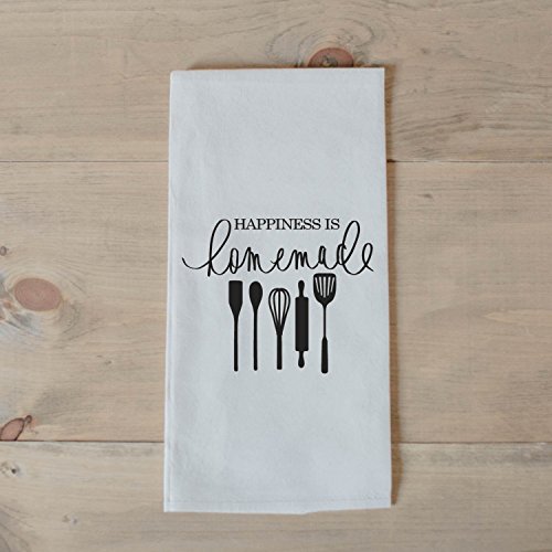 Tea Towel – Happiness is Homemade, present, housewarming, wedding favor, kitchen decor, women’s gift, flour sack dish cloth