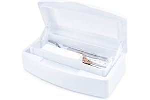 AREMOD Nail Tool Sterilizer Box Plastic Sterilization Tray for Nail Tweezers Clean Nail Art Manicure for Hair Salon Nail Esthetician(white)