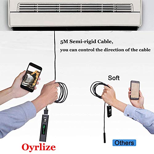 Inspection Camera Endoscope,Wireless Endoscope WiFi Inspection Camera 1200P HD Borescope Waterproof IP68 Snake Pipe Camera with 8 Led & 5M(16.4ft) Semi-Rigid Cable for iOS Android iPhone Windows Mac - Thumbnail 3