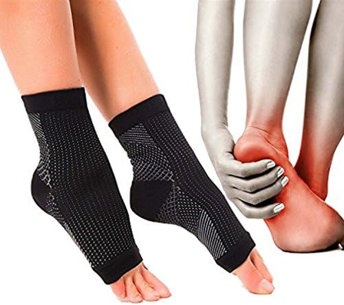 S8 Ankle Brace Compression Support Sleeve for Athletics, Injury Recovery, Joint Pain. Plantar Fasciitis Foot Socks with Arch Support, Eases Swelling, Heel Spurs, Achilles tendon (S/M, Copper)