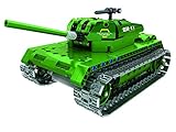 Bo Toys R/C Tank Building Bricks Radio Control Toy, 453 Pcs Military Battle Tank Kit with USB Rechargeable Battery, Construction Build It Yourself Toys