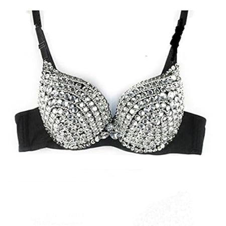 Hot Sale!!Women's Fashion Sponge Studded Bra,Lady Goth New Punk Intimates (S, Silver)