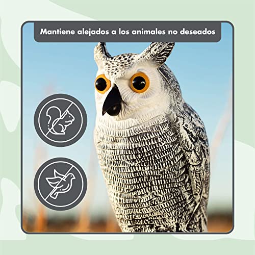 Fake Owl Decoy and Bird Deterrent Set of 3 Plastic Owl to Scare Birds