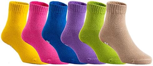 Lian LifeStyle Unisex Children 6 Pairs Pack Non Slip Pure Cotton Socks Multiple Color