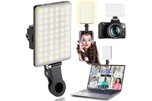 ORSOIRGIFON 60 LED Portable Selfie Light Video Conference Lighting with Clip & Camera Tripod Adapter Rechargeable 2000mAh CRI 97+, 3 Light Modes for Phone iPhone Webcam Laptop Photo Makeup