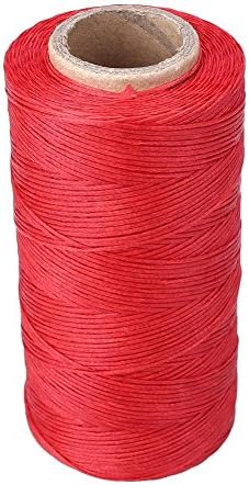284YD 260M 1MM 150D Flat Waxed Wax Thread Cord Sewing Craft for DIY Leather Tool Hand Stitching (red)