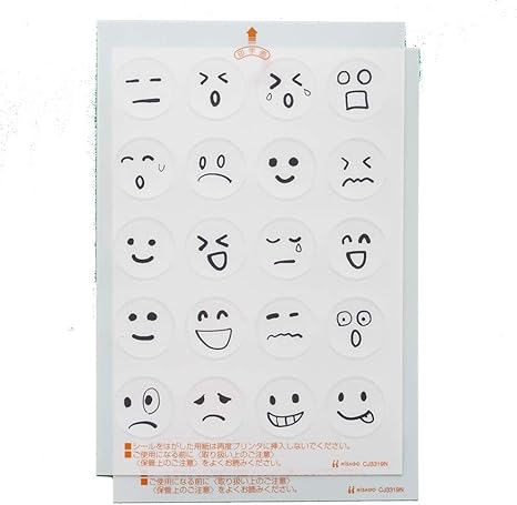 Amazon Co Jp 耐水透明シール 丸シールmm 表情イラスト 文房具 オフィス用品