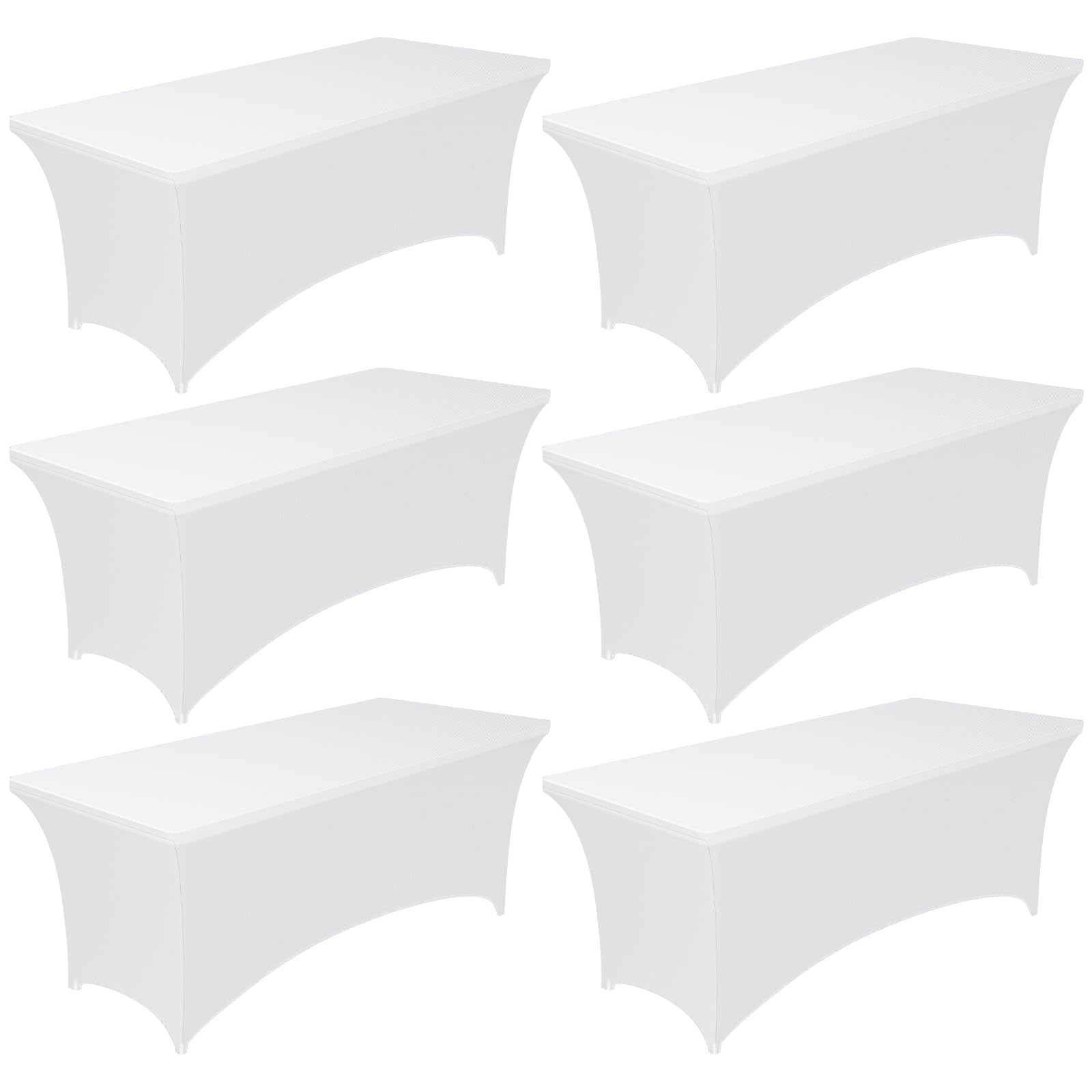 Photo 1 of Pureegg Spandex Tablecloth 6ft - 6 Pack, Fitted and Stretch Table Cover for Rectangle Tables, Wrinkle-Resistant and Secure Fabric for Outdoor, Picnic, Party, Wedding, Banquet and Birthday, White