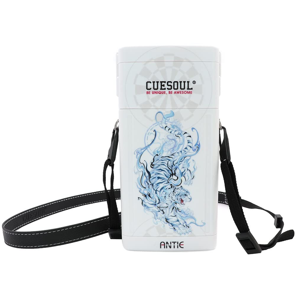 CUESOUL ANTIE Hard Dart Case,Holds 6 Steel Tip Darts/Soft Tip Darts & Extra Accessories,with Four Mythological Symbols Design,Durable Use