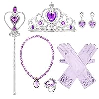Eccoo House 6PCs Princess Dress Up Accessories Gift Set for Sofia Crown Scepter Necklace Earrings Gloves Ring