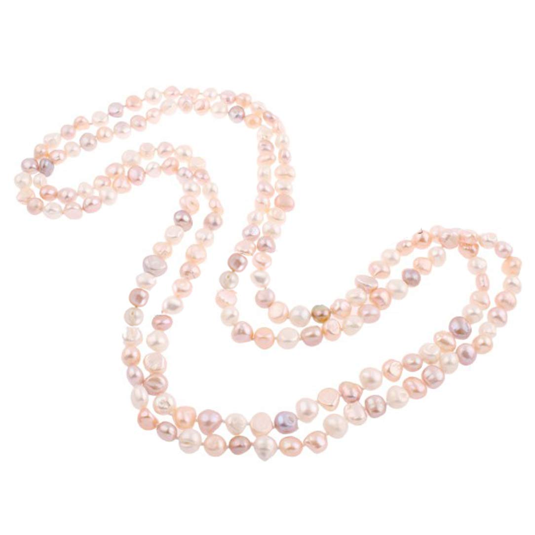 Treasure Bay Elegant and Classic 3 in 1 Natural 7-8mm Freshwater Pearl Necklace for Women Ladies 120cm Long (Multicolour)