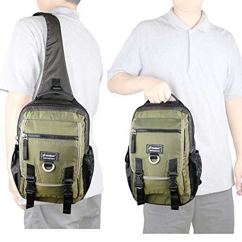 Vanlison Sling Bag Backpack Cross Body Messenger Bag Shoulder Backpack Travel Rucksack Army Green