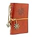 EvZ Leather Writing Journal Notebook, 7 Inches Vintage Nautical Spiral Blank String Diary Notepad Sketchbook Travel to Write in, Unlined Paper, Retro Pendants, Classic Embossed, Red Brown