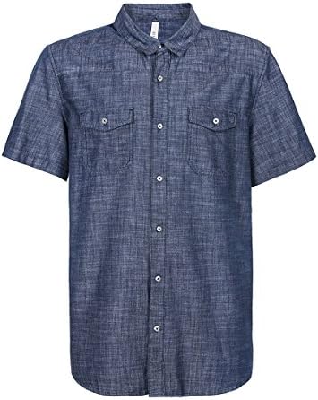 DISTILLED Men's Vintage Short Sleeve Button Down Denim Western Shirt