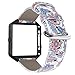 YOUKEX Fitbit Blaze Bands, Floral Printed Leather Wristband with Black Stainless Steel Frame for Fitbit Blaze Smartwatch Women Men
