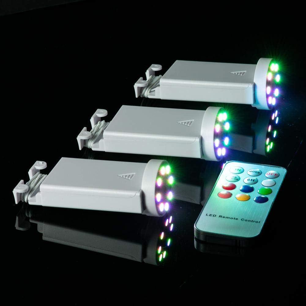 PaperLanternStore.com Bulk Combo 8 LED Color Changing Battery Powered Lights for Lanterns (3 Pack + Remote Control)
