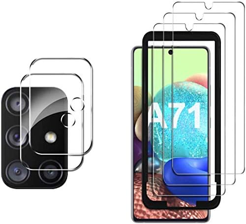 GESMA for Samsung Galaxy A71 Display screen Protector and Digital camera Lens Protector Suitable 4G/5G, [3 Screen Protector+2 Camera Protector+1 Tray] Tempered Glass for Samsung Galaxy A71 5G/4G Telephone (Clear)