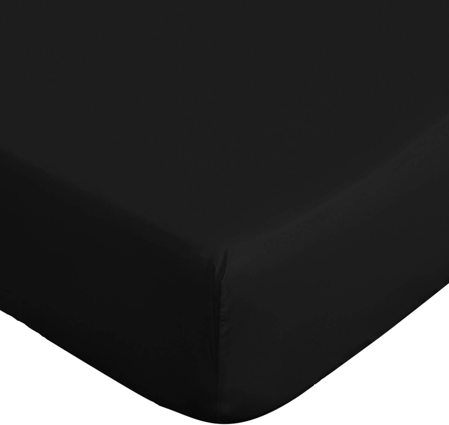 Lux Decor Queen Fitted Sheet Only - Brushed Microfiber 1800 Thread Count Bedding - Up to 16 Inches Deep Pocket - Wrinkle, Fade, Shrinkage Resistant, Hypoallergenic - 1 Fitted Bed Sheets (Black, Queen): Kitchen & Dining