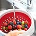 Vremi 5 Quart Collapsible Colander - BPA Free Silicone Food Strainer with Plastic Handles - Heavy Duty Foldable Heat Resistant Pasta and Veggies Kitchen Drainer Steam Basket - Dishwasher Safe - Red