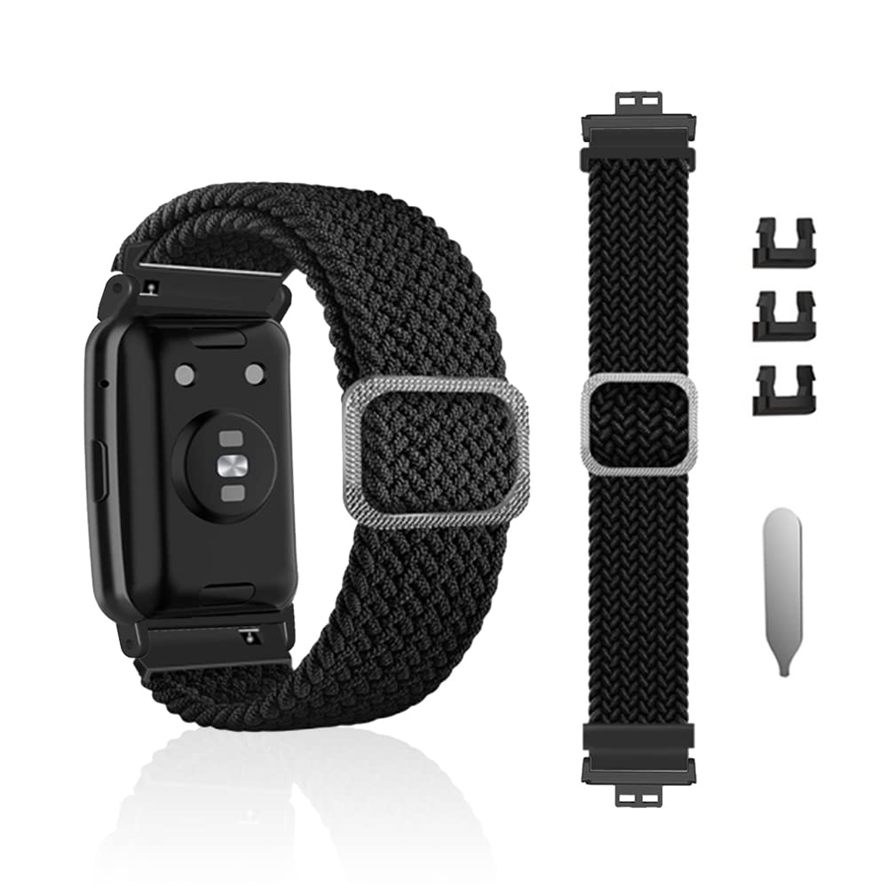 SeNool Strap Compatible with Huawei Watch Fit, [Nylon Braided Wrist Band] [Soft, Breathable, Durable, Light], Replacement Bracelet for Huawei Watch Fit - Black