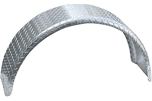 Tie Down Trailer Fenders Single Axle – Diamond Plated, Made in USA – Aluminum Trailer Fender – for 13-16" Wheels (Requires 14.88" Overall Tire Diameter) – 33.74" L x 9" W x 14.88" H (1 Fender)