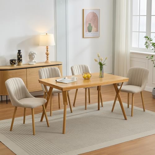 Garvee Dining Chairs Set of 2 - Modern Upholstered Kitchen Chairs with Ergonomic Backrest, 300Lbs Capacity & Oak Wood Legs for Dining Room, Home, Restaurant