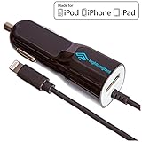 Apple Certified Lightning Car Charger - 2.1 Amp for iPhone X 8 Plus 8 7 Plus 7 6S Plus 6 S 5S 5C 5 SE - Cable USB Socket Rapid Charges 2 Devices - Keeps You Connected On The Road
