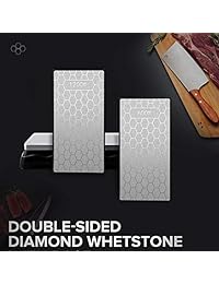 Piedra afiladora para cuchillos, afilador de piedra con recubrimiento de diamante, pulido de grano lateral y piedra de pulido con base antideslizante para cuchillos, tijeras, cinceles, herramientas de cocina de jardín