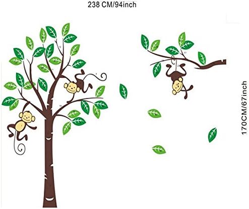 ThanaphatShop Monkey On Tree Art Removable Wall Stickers Baby Room Home Decal Decor