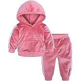 MYGBCPJS Boys Girls 2 Pcs Velvet Sweat Suit Outfits Toddler Kids Long Sleeve Pullover Hoodie + Elastic Waist Sweatpants Set