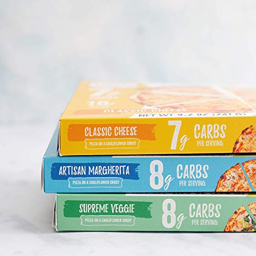 Cali'flour Foods Frozen Pizza (Supreme Veggie, 6 Pizzas) - Fresh Cauliflower Base | Low Carb, Gluten and Grain Free | Keto Friendly