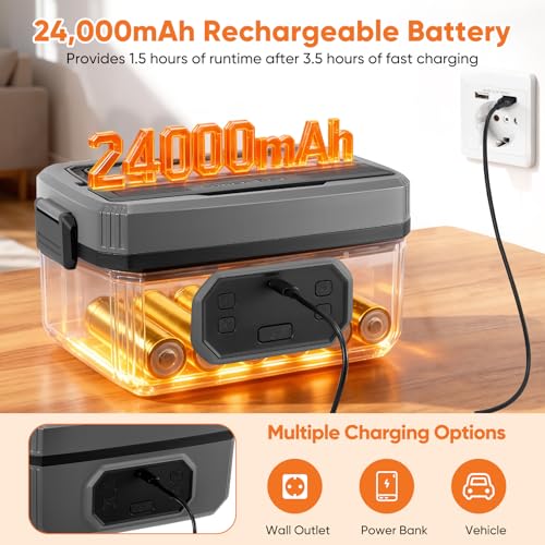 Niktulo Cordless Electric Lunch Box, 24000mAh Self-Heating Food Warmer with 1.2L Airtight Container, Rechargeable Portable Lunch Box