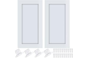 Cinnvoice 2 Pcs 12" W x 24" H White Pine Kitchen Cabinet Door Replacement with 4 Pcs Cabinet Hinges Wood Shaker Door Front Replacement for Kitchen, Bathroom, Vanity