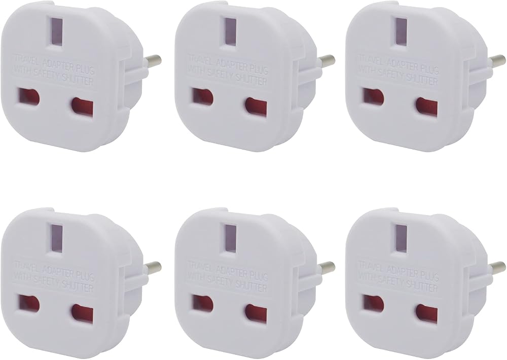 Jsdoin UK to EU Travel Adapter Pack of 6, 100-240V Type C E F Converter