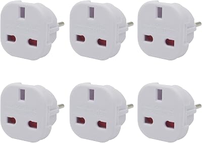 Jsdoin UK to EU Travel Adapter Pack of 6, 100-240V Type C E F Converter
