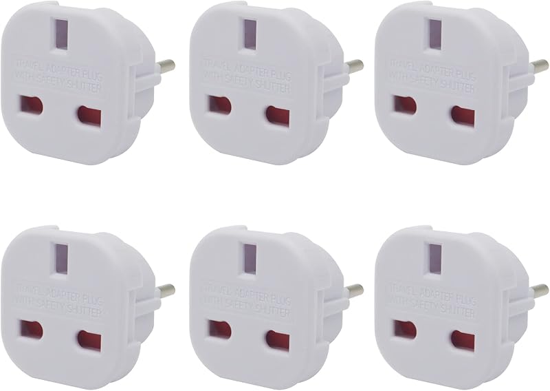 Jsdoin UK to EU Travel Adapter Pack of 6, 100-240V Type C E F Converter