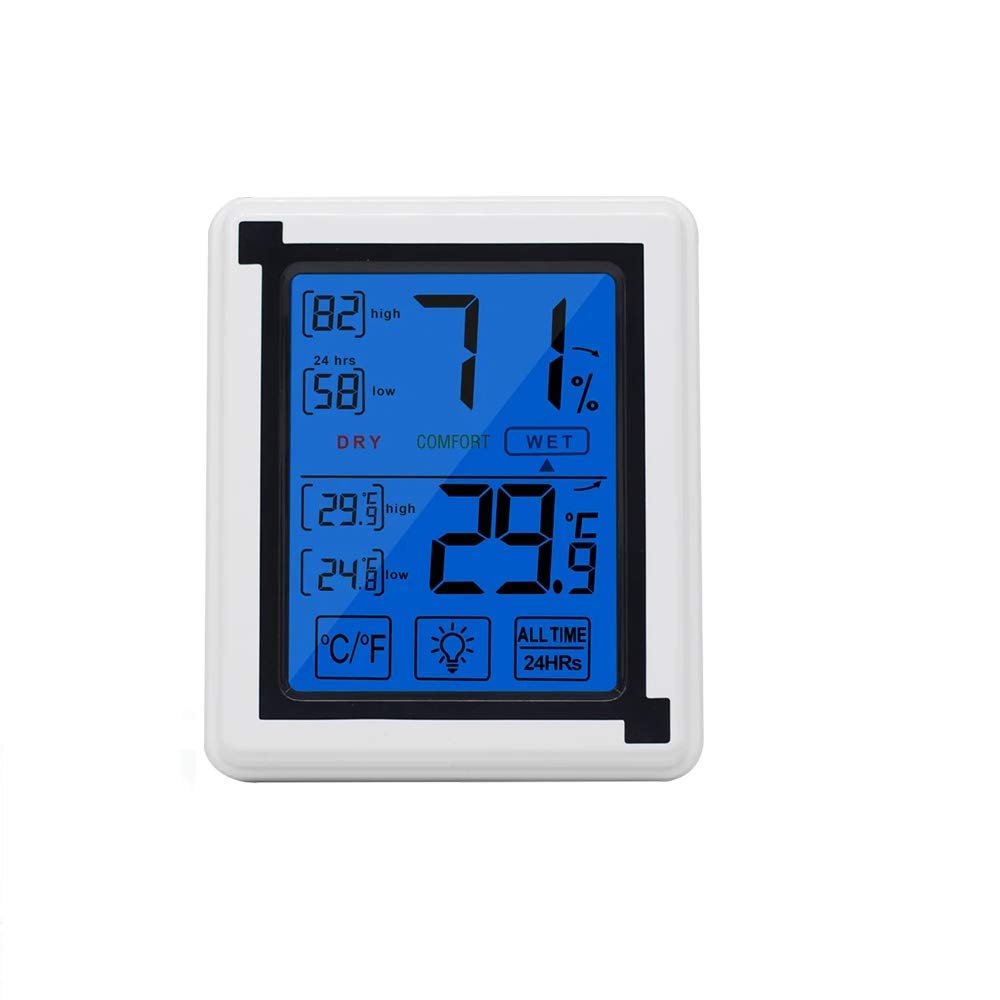 DollaTek Large-screen LCD Touch Digital Thermometer And Hygrometer Backlight Comfort Temperature And Humidity Monitor - White & Black