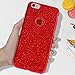 MATEPROX Compatible with iPhone 6s Case Compatible with iPhone 6 Case Glitter Slim Bling Crystal Clear 3 Layer Hybrid Protective Case(Red)